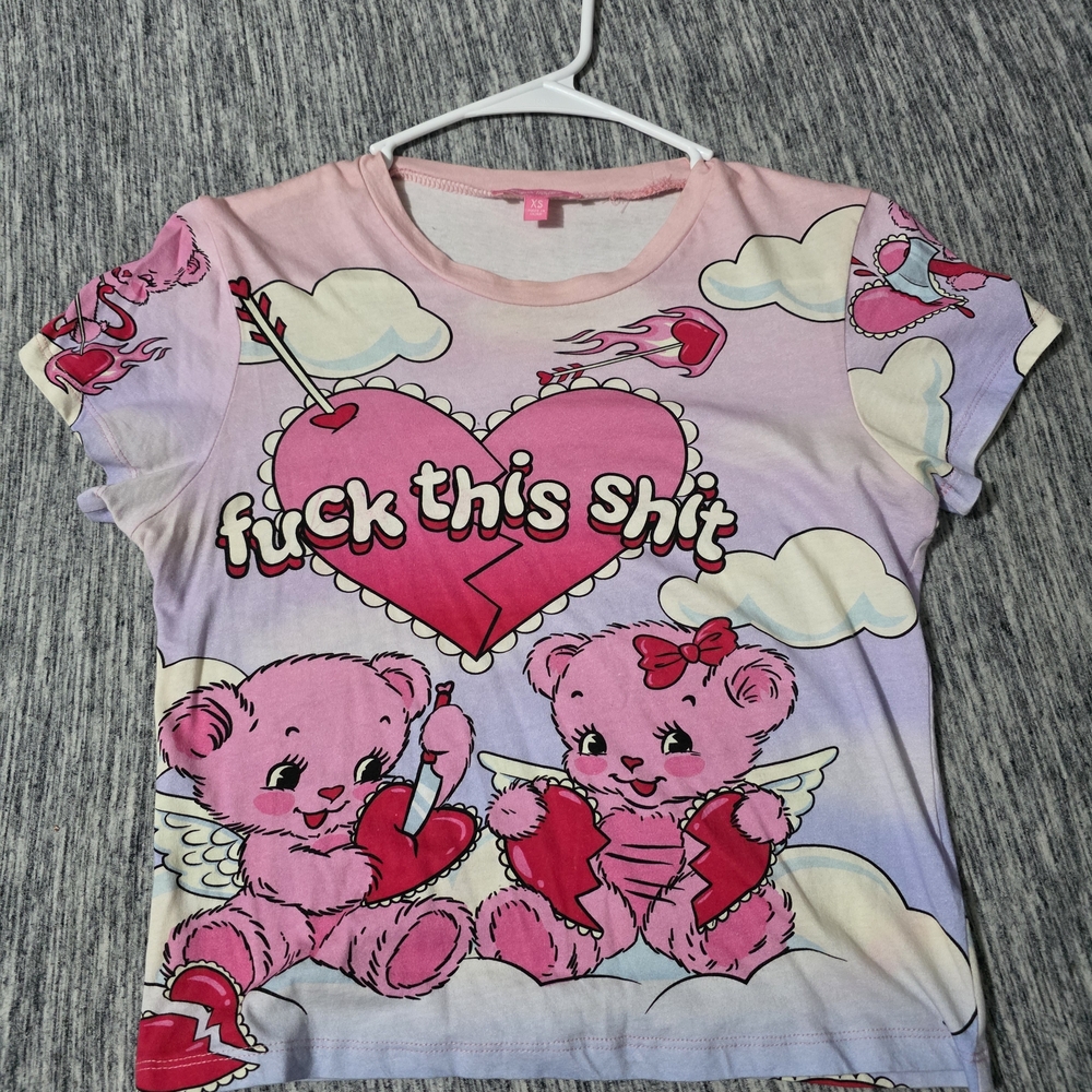 Sugar Thrillz Sick Of Love F This Shit Graphic Crop Top Baby Tee Dolls Kill
